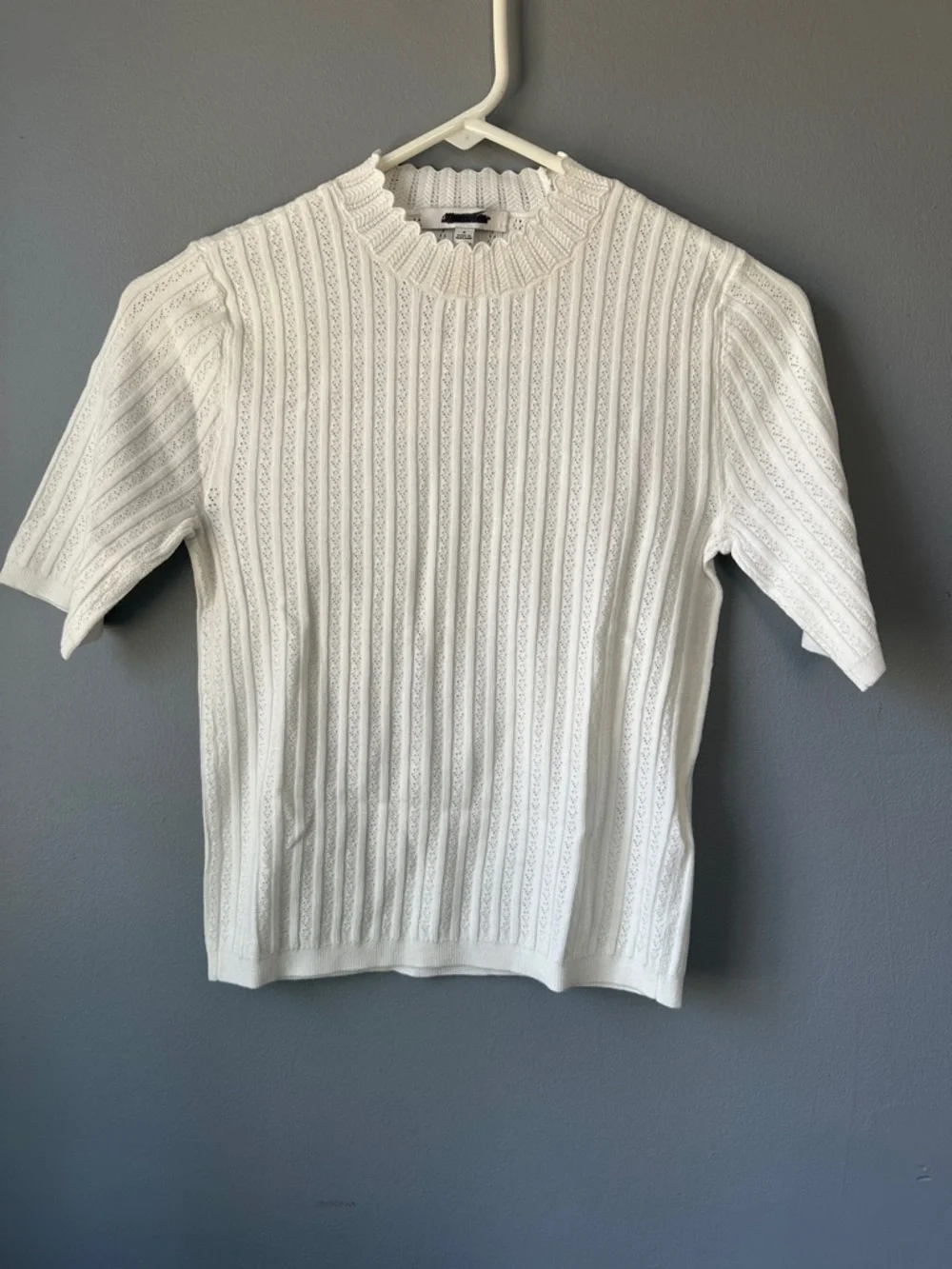 Madewell NWT Pointelle-Stitch Mockneck Sweater Tee white women’s small - Picture 3 of 10